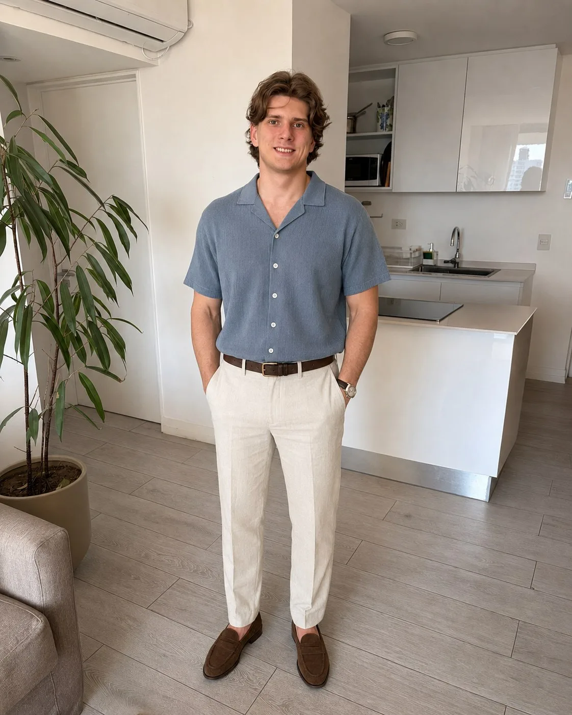 Look 9: Blue camp shirt