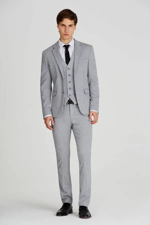 Pantalón vestir melange gris claro