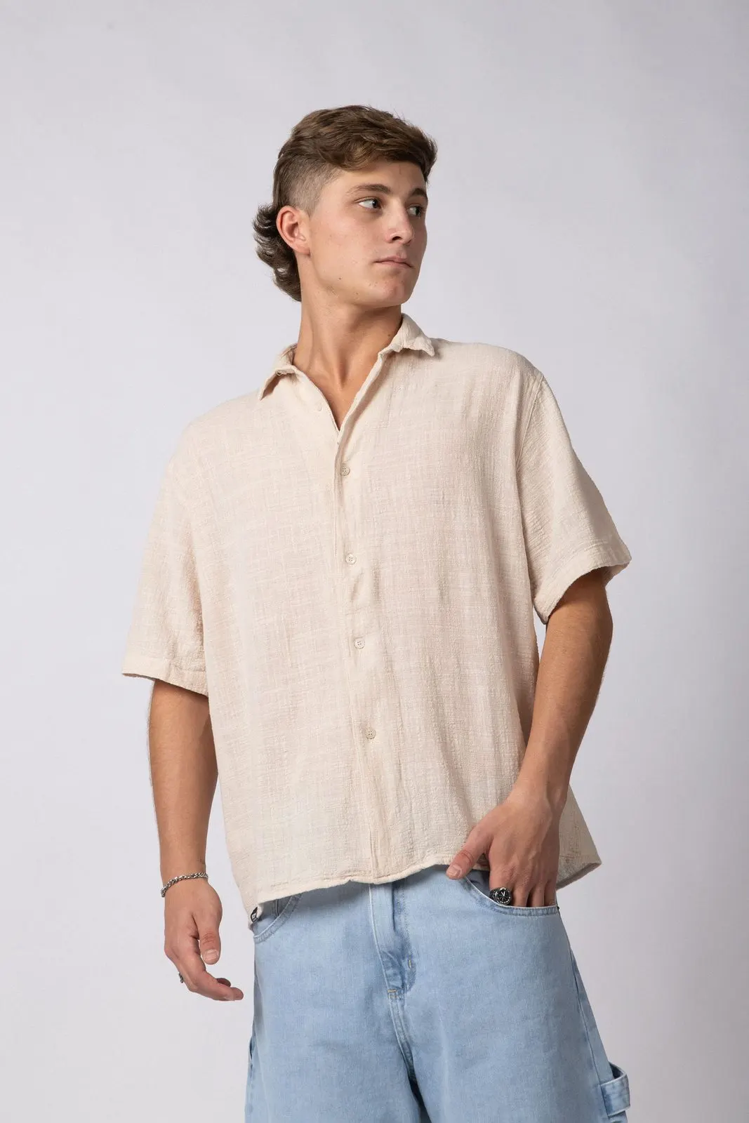 Camisa manga corta lino Kara (crudo)