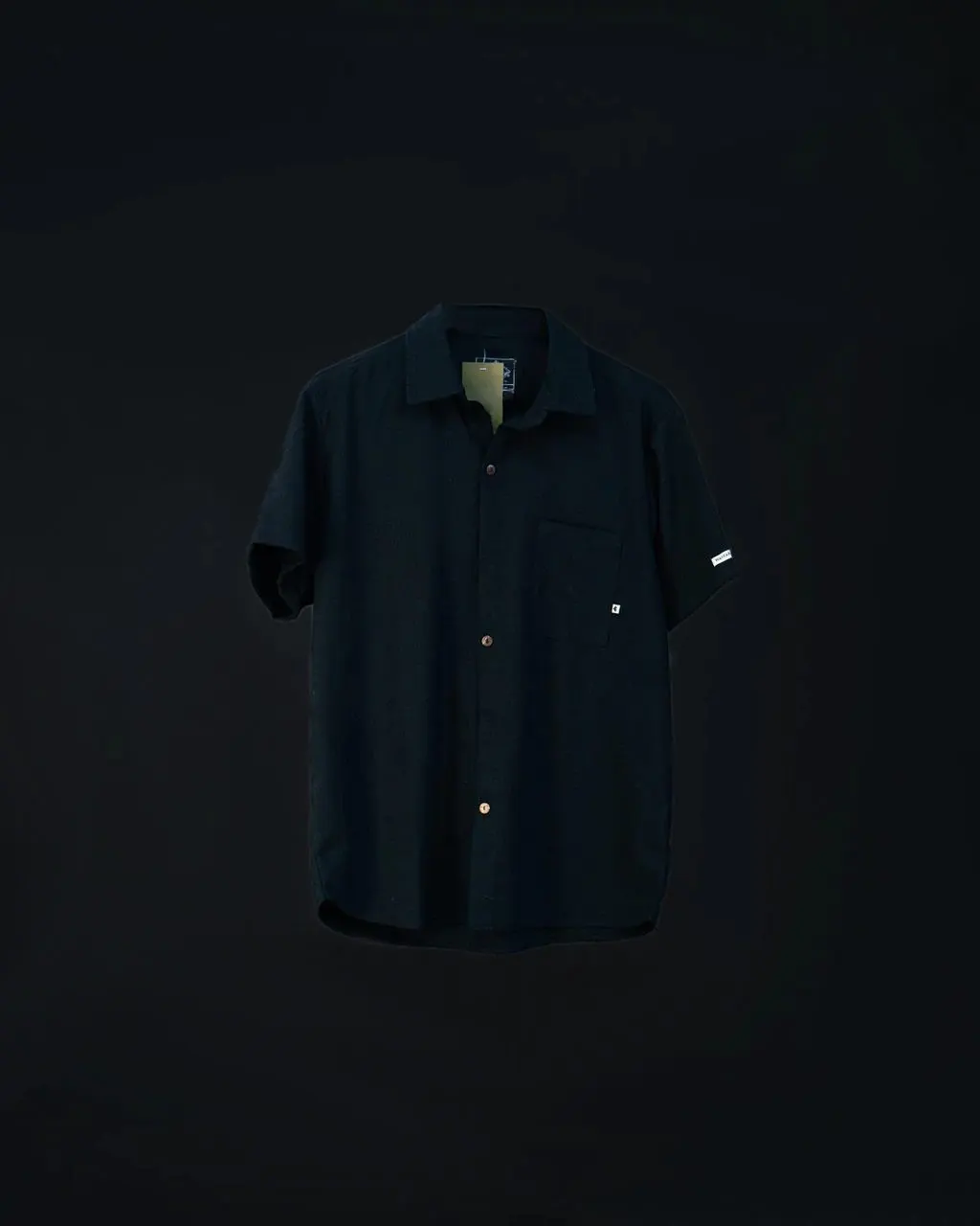 Camisa lino manga corta (negro)